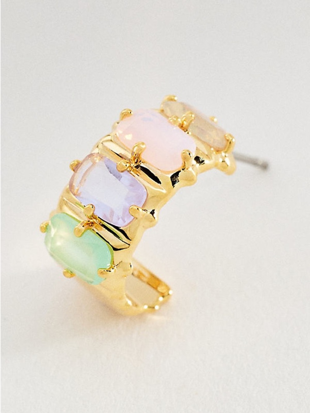 Anthropologie Pastel Multi-Stone Gold Huggie Earring